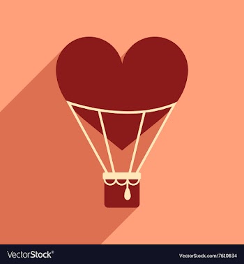 Flat web icon with long shadow air balloon heart vector image