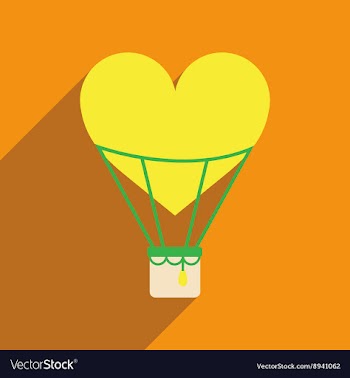 Flat web icon with long shadow air balloon heart vector image
