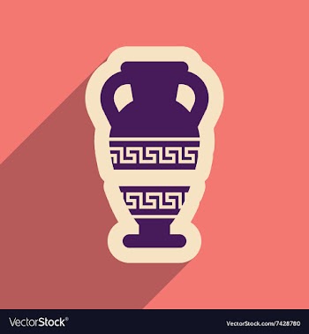 Flat web icon with long shadow amphora vector image