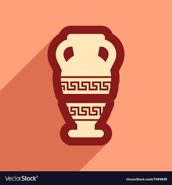 Flat web icon with long shadow amphora vector image