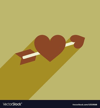 Flat web icon with long shadow arrow heart vector image