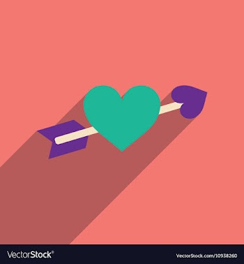 Flat web icon with long shadow arrow heart vector image