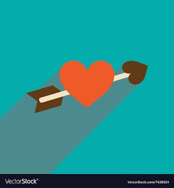 Flat web icon with long shadow arrow heart vector image