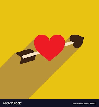 Flat web icon with long shadow arrow heart vector image