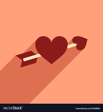 Flat web icon with long shadow arrow heart vector image