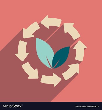 Flat web icon with long shadow arrow leaves vector image