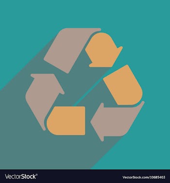 Flat web icon with long shadow arrows recycling vector image