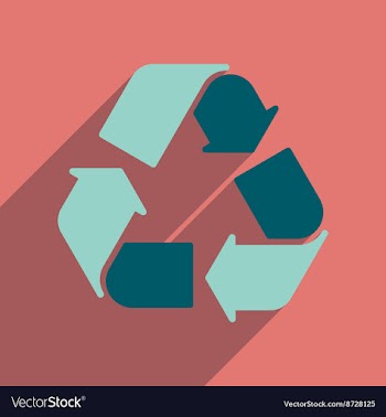 Flat web icon with long shadow arrows recycling vector image