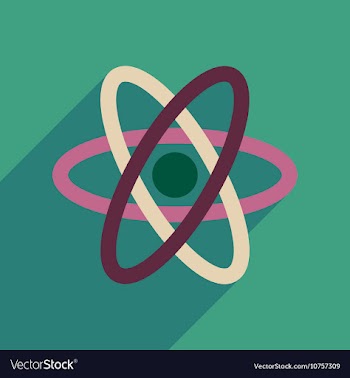 Flat web icon with long shadow atom vector image