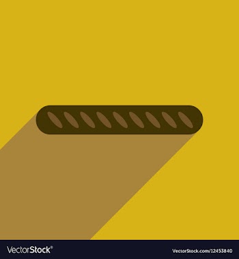 Flat web icon with long shadow baguette vector image