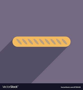 Flat web icon with long shadow baguette vector image