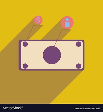 Flat web icon with long shadow banknote vector image