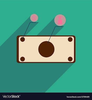 Flat web icon with long shadow banknote vector image