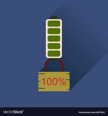 Flat web icon with long shadow battery charge vector image