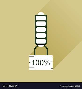Flat web icon with long shadow battery charge vector image