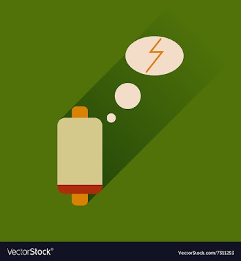 Flat web icon with long shadow battery charge vector image