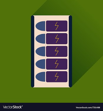 Flat web icon with long shadow battery charge vector image