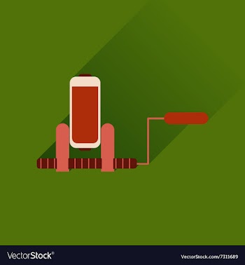Flat web icon with long shadow battery charge vector image