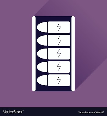 Flat web icon with long shadow battery charge vector image
