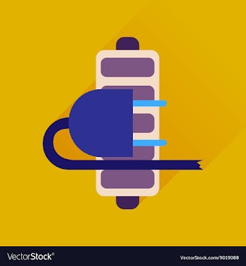 Flat web icon with long shadow battery charge vector image