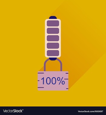 Flat web icon with long shadow battery charge vector image