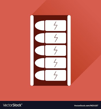 Flat web icon with long shadow battery charge vector image
