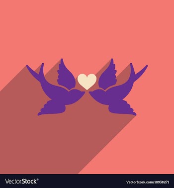 Flat web icon with long shadow birds heart vector image