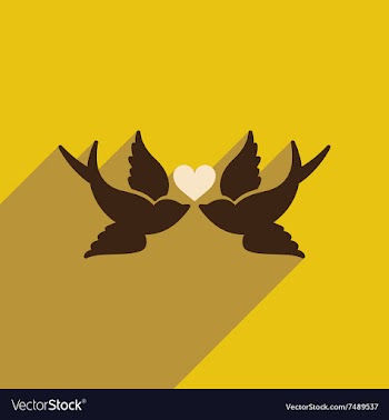 Flat web icon with long shadow birds heart vector image