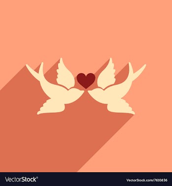 Flat web icon with long shadow birds heart vector image