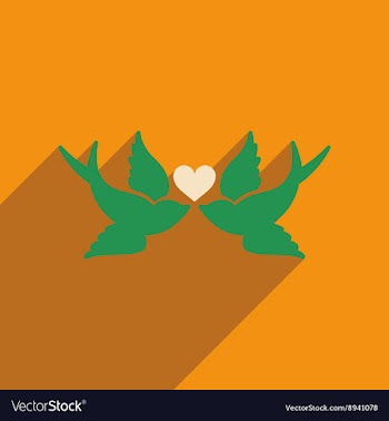 Flat web icon with long shadow birds heart vector image