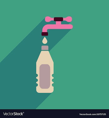 Flat web icon with long shadow bottled water vector image