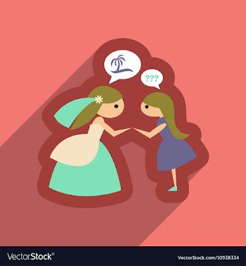 Flat web icon with long shadow Bride and friend vector image