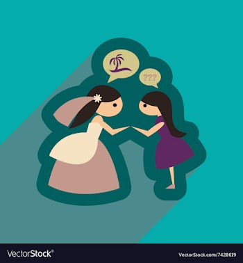 Flat web icon with long shadow Bride and friend vector image