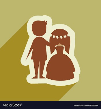 Flat web icon with long shadow bride and groom vector image
