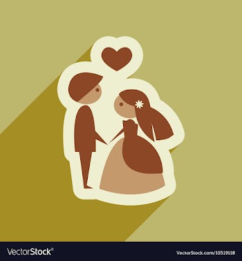 Flat web icon with long shadow bride and groom vector image
