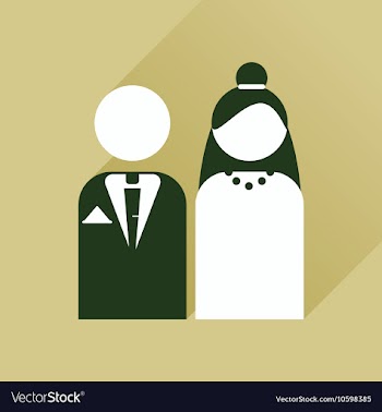 Flat web icon with long shadow bride and groom vector image