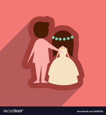 Flat web icon with long shadow bride and groom vector image