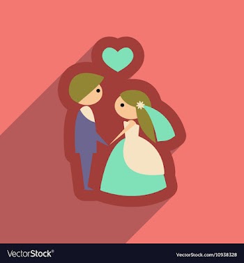Flat web icon with long shadow bride and groom vector image