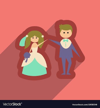 Flat web icon with long shadow bride and groom vector image