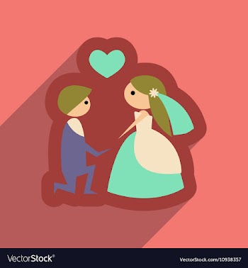 Flat web icon with long shadow bride and groom vector image