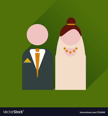 Flat web icon with long shadow bride and groom vector image