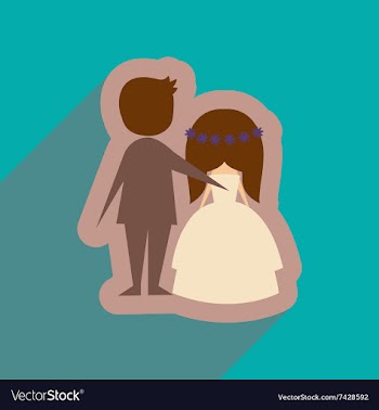 Flat web icon with long shadow bride and groom vector image