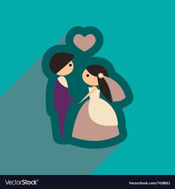 Flat web icon with long shadow bride and groom vector image