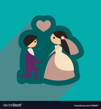 Flat web icon with long shadow bride and groom vector image