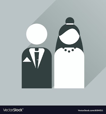 Flat web icon with long shadow bride and groom vector image