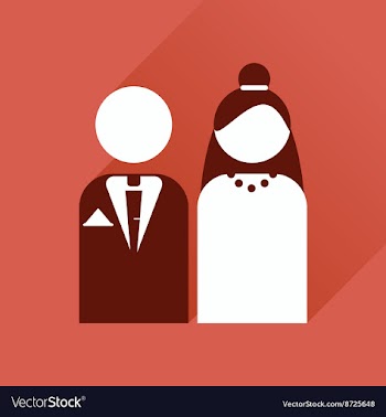 Flat web icon with long shadow bride and groom vector image
