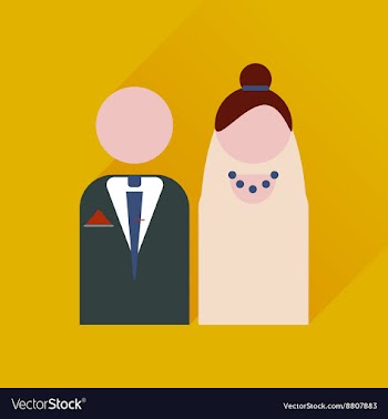 Flat web icon with long shadow bride and groom vector image