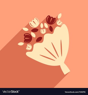 Flat web icon with long shadow bride bouquet vector image