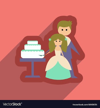 Flat web icon with long shadow Bride Groom Cake vector image