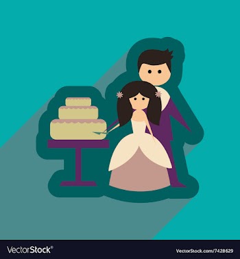 Flat web icon with long shadow Bride Groom Cake vector image